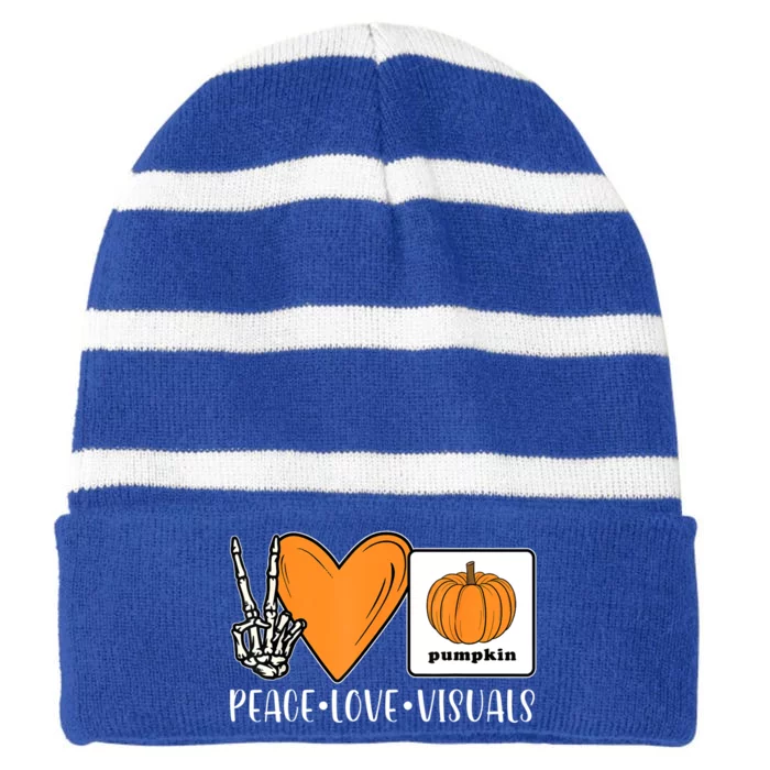 Aac Speech Therapy Slpa Group Halloween Aac Fall Device Slp Striped Beanie with Solid Band