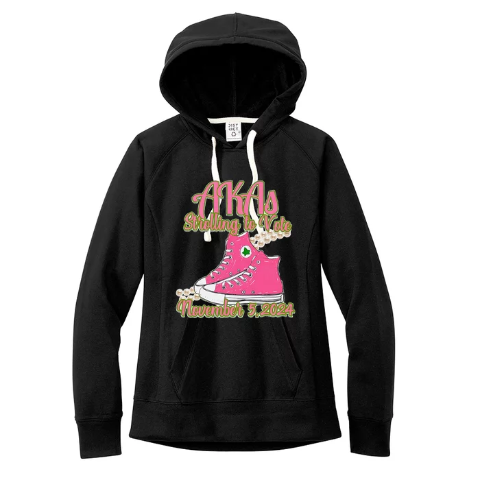 Akas Strolling To Vote November 5 2024 Chucks And Pearls Women's Fleece Hoodie