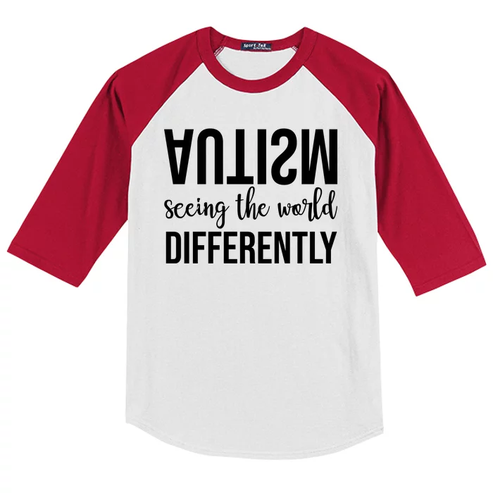 Autism Seeing The World Differently Kids Colorblock Raglan Jersey