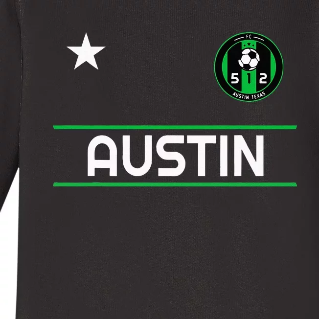 Austin Soccer Team Jersey Mini 512 Badge Baby Long Sleeve Bodysuit