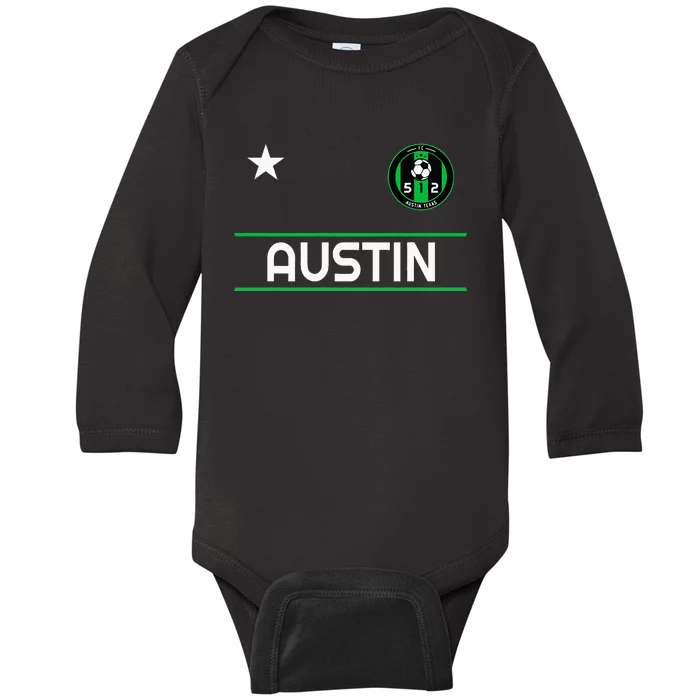 Austin Soccer Team Jersey Mini 512 Badge Baby Long Sleeve Bodysuit