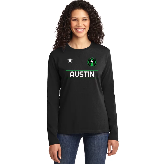 Austin Soccer Team Jersey Mini 512 Badge Ladies Long Sleeve Shirt