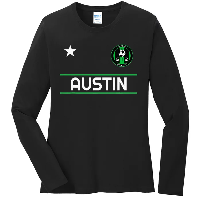 Austin Soccer Team Jersey Mini 512 Badge Ladies Long Sleeve Shirt