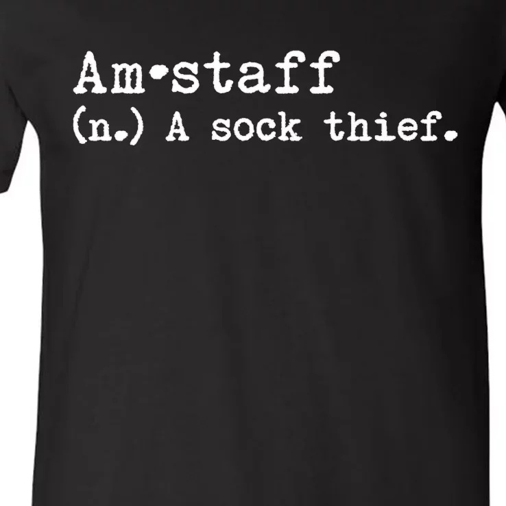 A Sock Thief American Staffordshire Terrier Dog V-Neck T-Shirt