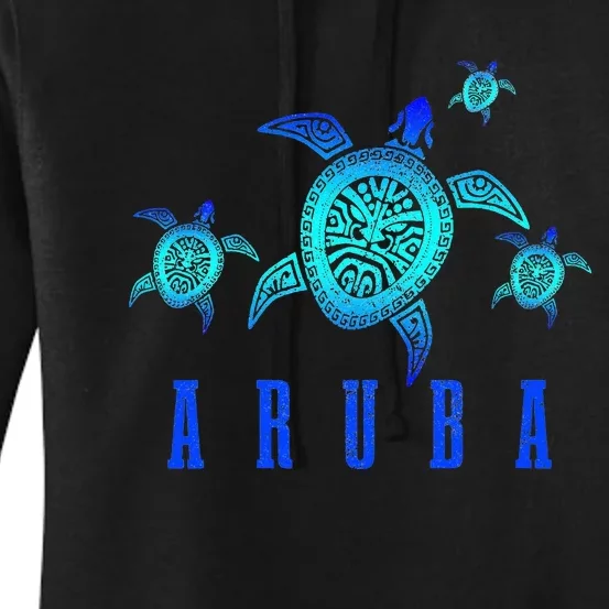 Aruba Sea Turtle Tribal Pattern Scuba Diving Diver Aruba Women's Pullover Hoodie