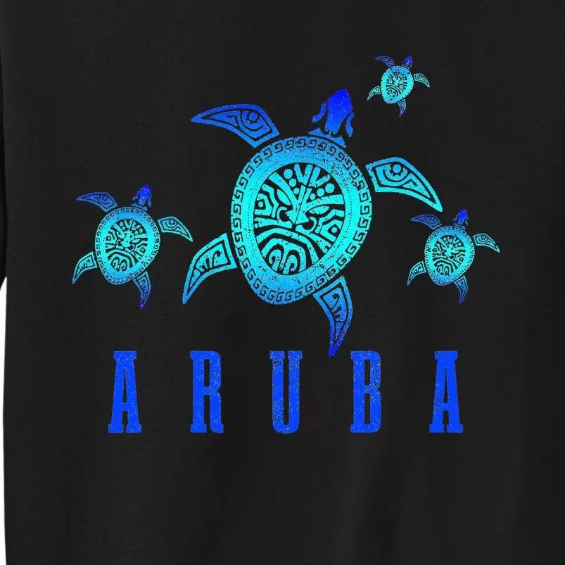 Aruba Sea Turtle Tribal Pattern Scuba Diving Diver Aruba Tall Sweatshirt