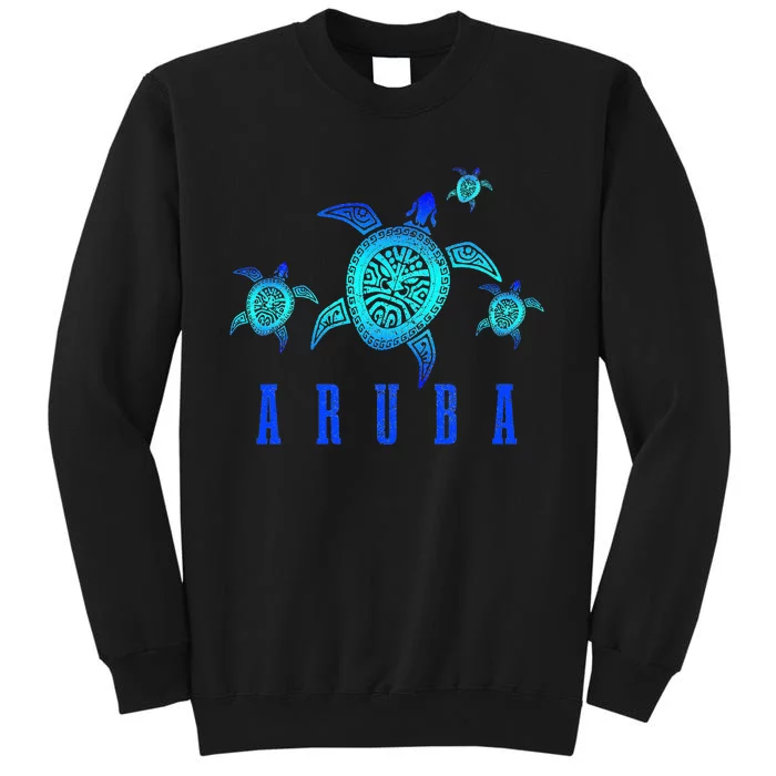 Aruba Sea Turtle Tribal Pattern Scuba Diving Diver Aruba Tall Sweatshirt