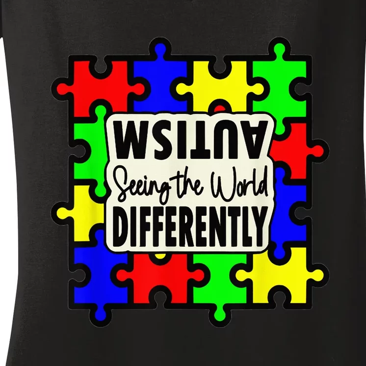 Autism Seeing the World Differently  Child Women's V-Neck T-Shirt