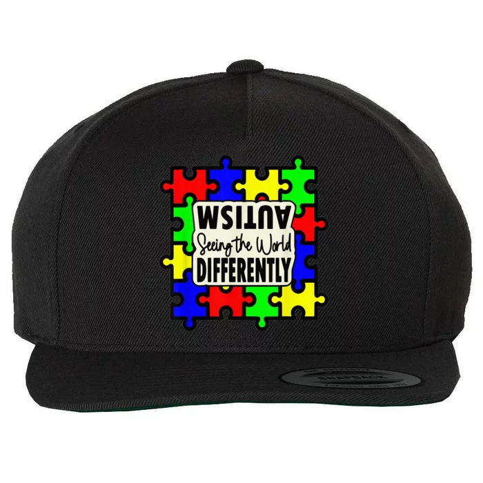 Autism Seeing the World Differently  Child Wool Snapback Cap