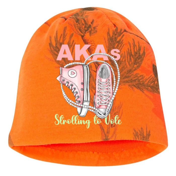 Akas Strolling To Vote Madam President 2024 Shoes And Pearls Gift Kati - Camo Knit Beanie