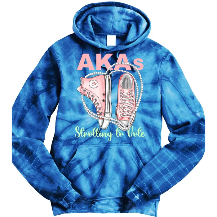 Akas Strolling To Vote Madam President 2024 Shoes And Pearls Gift Tie Dye Hoodie