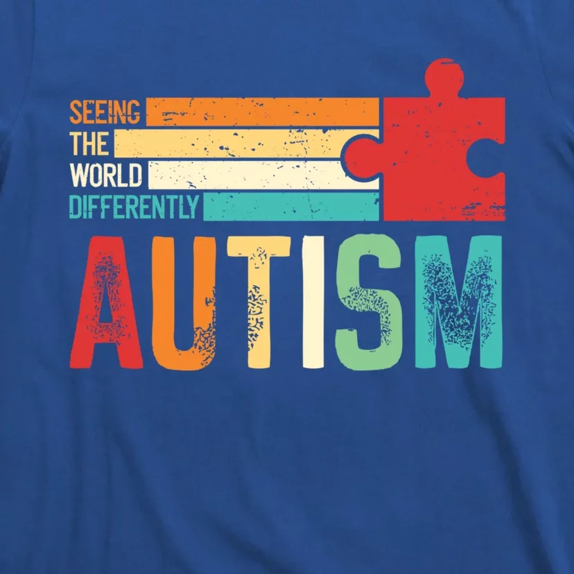 Autism Seeing The World Differently Puzzle Piece Great Gift T-Shirt