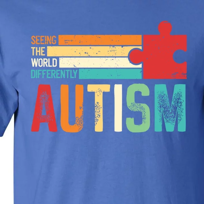 Autism Seeing The World Differently Puzzle Piece Great Gift Tall T-Shirt