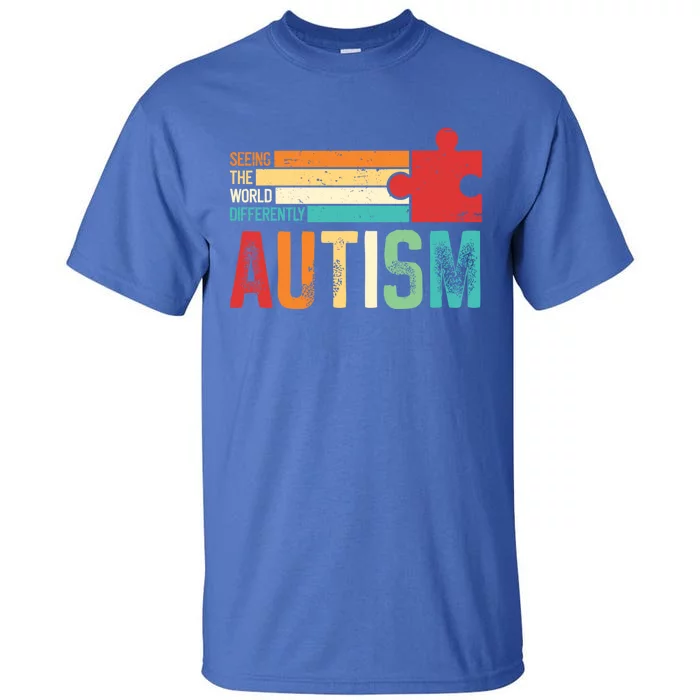 Autism Seeing The World Differently Puzzle Piece Great Gift Tall T-Shirt