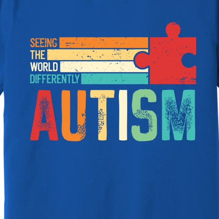 Autism Seeing The World Differently Puzzle Piece Great Gift Premium T-Shirt