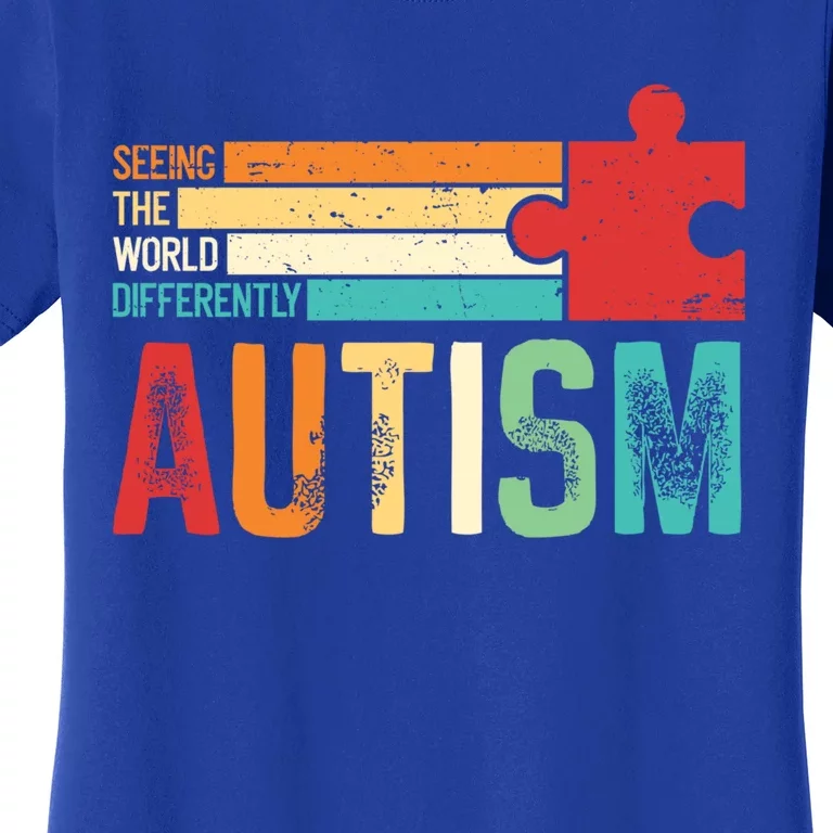 Autism Seeing The World Differently Puzzle Piece Great Gift Women's T-Shirt