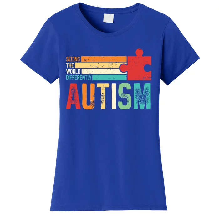 Autism Seeing The World Differently Puzzle Piece Great Gift Women's T-Shirt