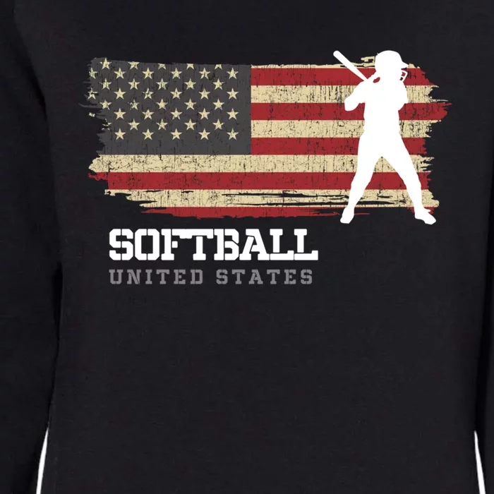 American Softball Team Usa Flag Softball Gift Womens California Wash Sweatshirt