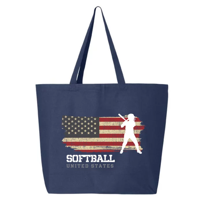 American Softball Team Usa Flag Softball Gift 25L Jumbo Tote