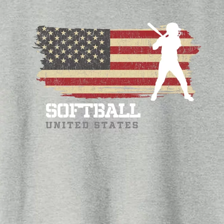 American Softball Team Usa Flag Softball Gift Women's Crop Top Tee