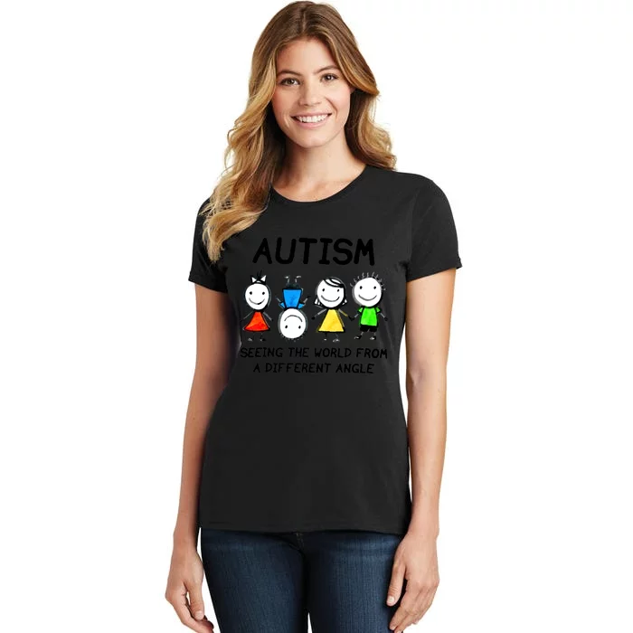 Autism Seeing The World From A Different Angle Autism Gifts Women's T-Shirt