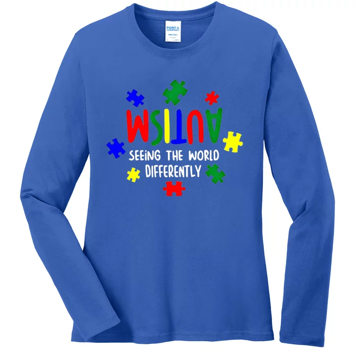 Autism Seeing The World Differently Cute Gift Ladies Long Sleeve Shirt