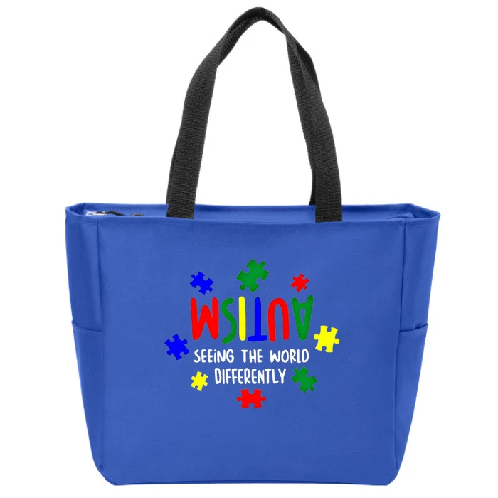 Autism Seeing The World Differently Cute Gift Zip Tote Bag