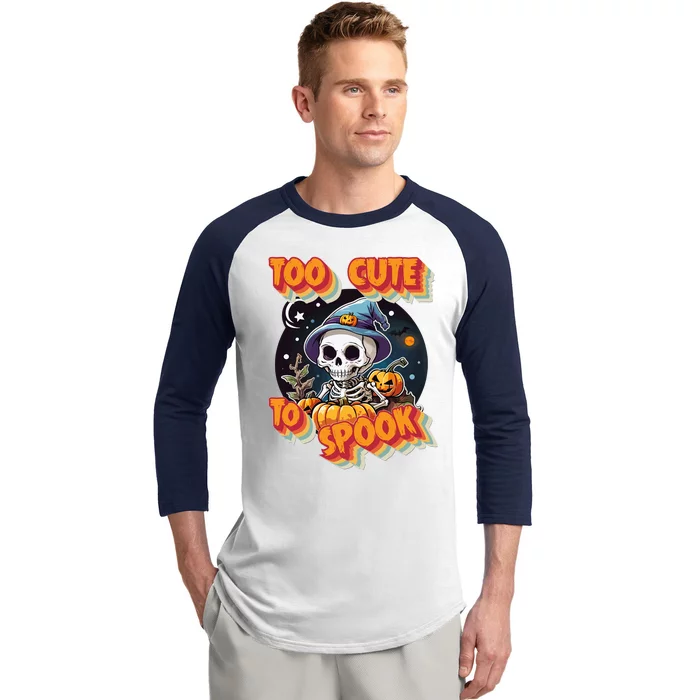 Adorable Skeleton Too Cute To Spook Design Gift Baseball Sleeve Shirt