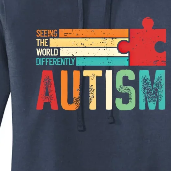 Autism Seeing The World Differently Puzzle Piece Gift Women's Pullover Hoodie