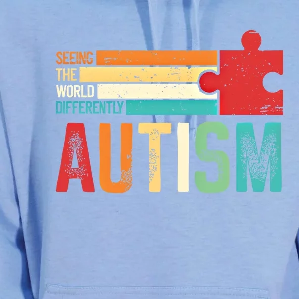 Autism Seeing The World Differently Puzzle Piece Gift Unisex Surf Hoodie