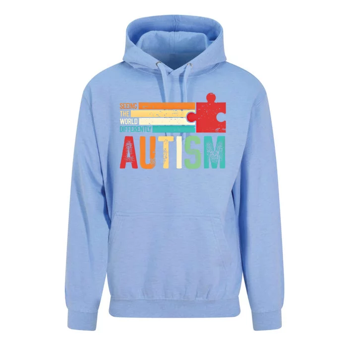 Autism Seeing The World Differently Puzzle Piece Gift Unisex Surf Hoodie