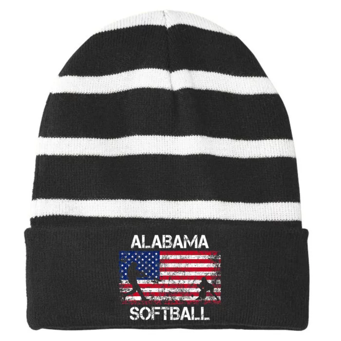 Alabama Softball Team American Flag Gift Striped Beanie with Solid Band