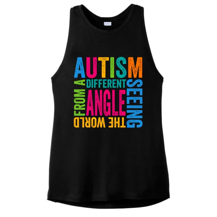 Autism Seeing The World From A Different Angle Autism Gift Ladies Tri-Blend Wicking Tank