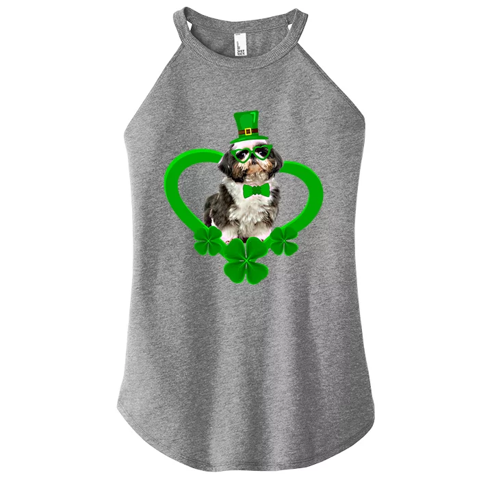 Awesome Shih Tzu Saint Patrick's Day Dog Dad Mom Gift Women’s Perfect Tri Rocker Tank