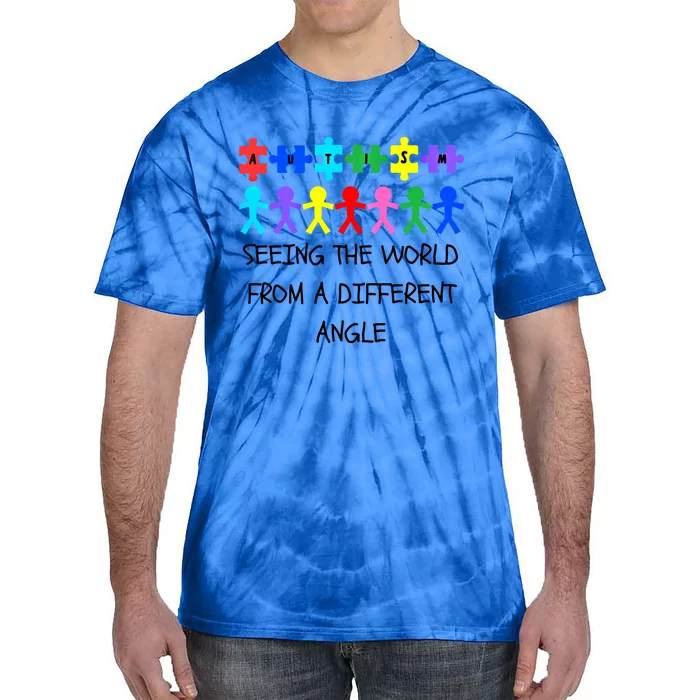 Autism Seeing The World From A Different Angle Awareness2024 Gift Tie-Dye T-Shirt