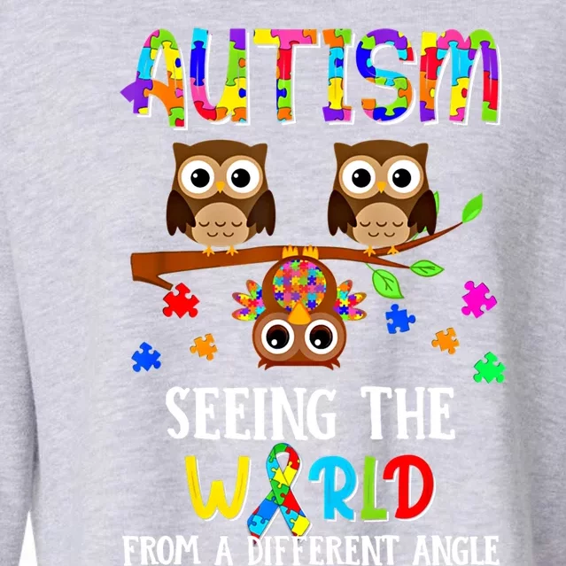 Autism Seeing The World From A Different Angle Gift Cropped Pullover Crew