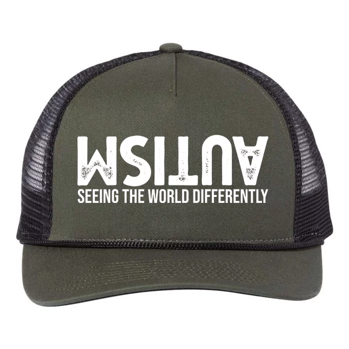 Autism Seeing The World Differently Quote Retro Rope Trucker Hat Cap