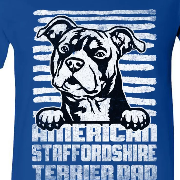 American Staffordshire Terrier Dad Cute Gift V-Neck T-Shirt