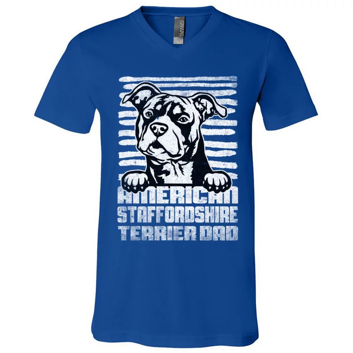 American Staffordshire Terrier Dad Cute Gift V-Neck T-Shirt