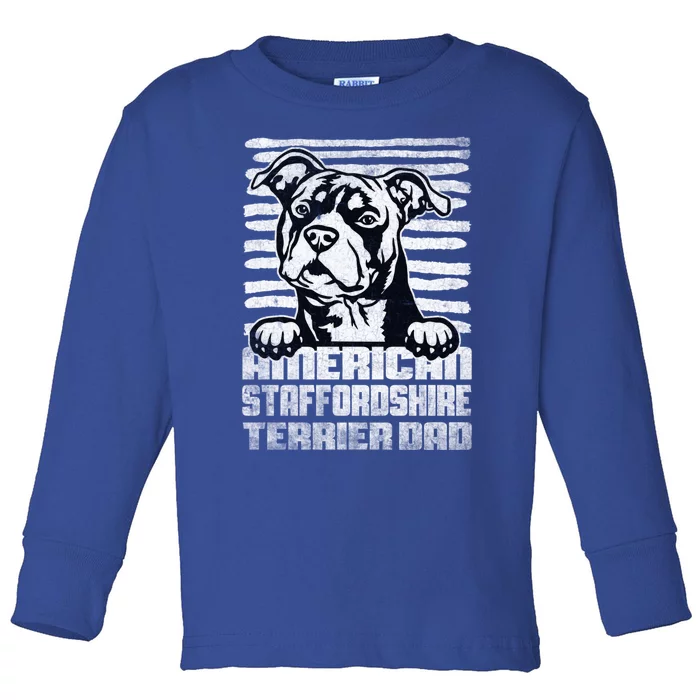 American Staffordshire Terrier Dad Cute Gift Toddler Long Sleeve Shirt