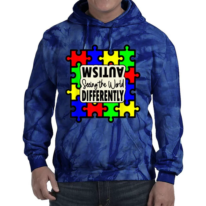 Autism Seeing The World Differently Men Women Child Tie Dye Hoodie