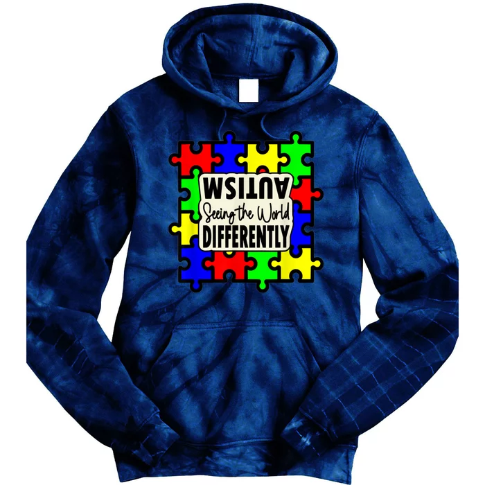 Autism Seeing The World Differently Men Women Child Tie Dye Hoodie