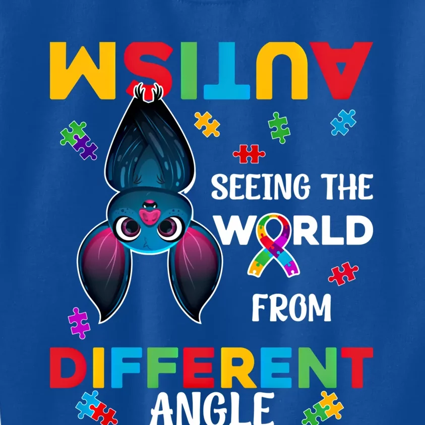 Autism Seeing The World From Different Angle Bat Puzzle Gift Kids Sweatshirt