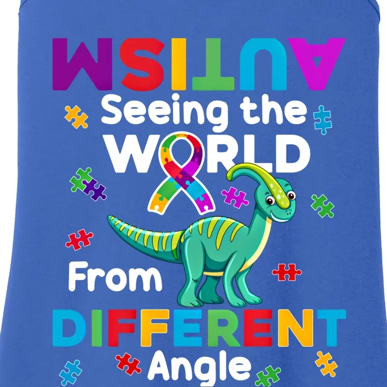 Autism Seeing The World From Different Angle Dinosaur Puzzle Gift Ladies Essential Tank