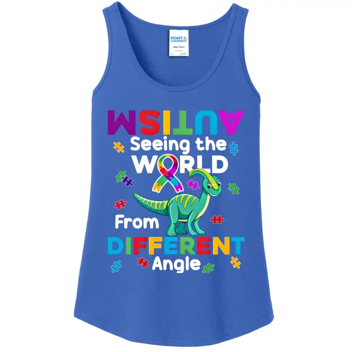 Autism Seeing The World From Different Angle Dinosaur Puzzle Gift Ladies Essential Tank