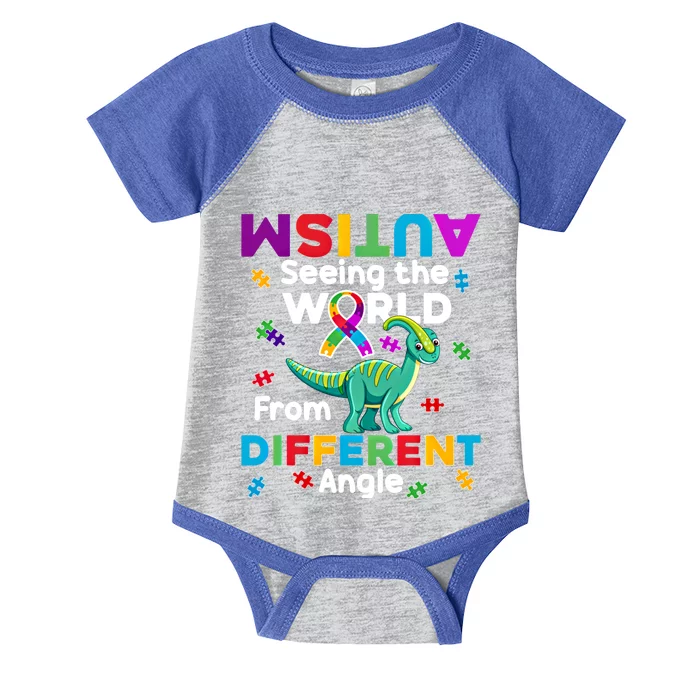 Autism Seeing The World From Different Angle Dinosaur Puzzle Gift Infant Baby Jersey Bodysuit