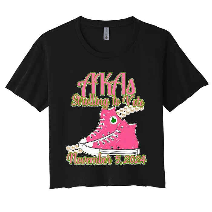 Akas Strolling To Vote November 5 2024 Chucks And Pearls Women's Crop Top Tee