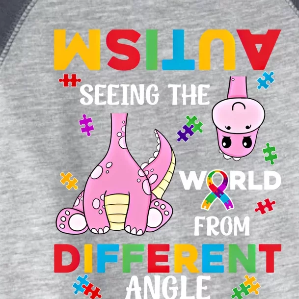 Autism Seeing The World From Different Angle Dinosaur Puzzle Cute Gift Toddler Fine Jersey T-Shirt