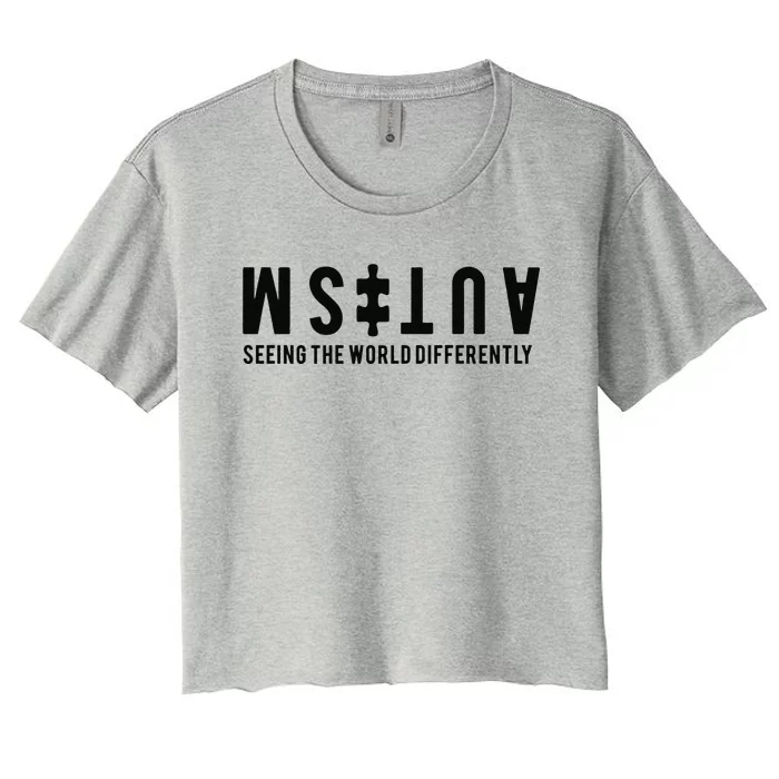 Autism Seeing The World Differently Premium Women's Crop Top Tee