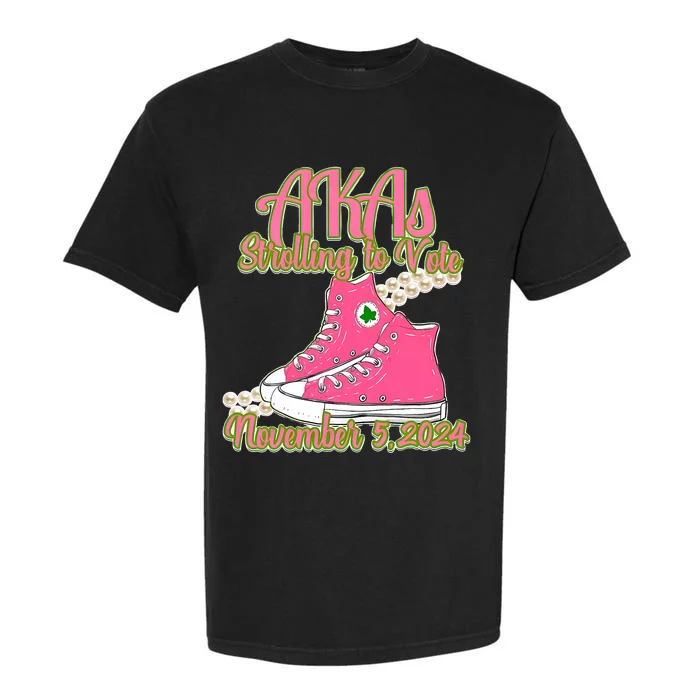 Akas Strolling To Vote November 5 2024 Chucks And Pearls Garment-Dyed Heavyweight T-Shirt